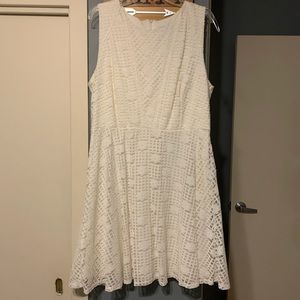 Ivory White dress with lace overlay a-line